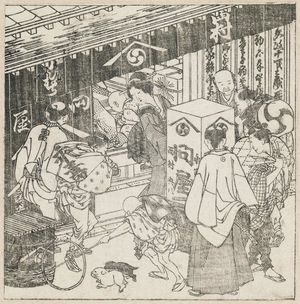 葛飾北斎: The Shop of Nishimura. From Ehon Teiken Orai, Vol. 1, p.30. - ボストン美術館