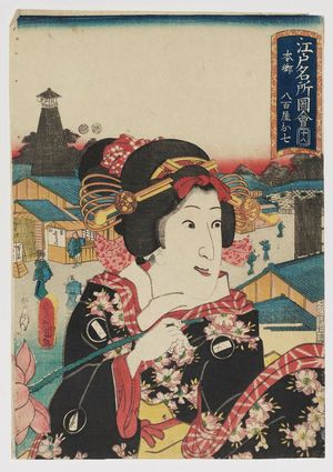 Utagawa Kunisada: Hongo: Actor as Yaoya Oshichi, from the series Edo meisho zue - Museum of Fine Arts