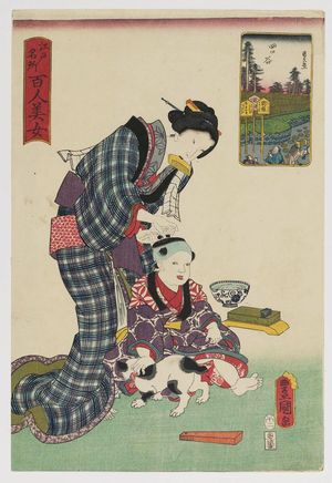 Japanese Print "Yotsuya, from the series One Hundred Beautiful Women at Famous Places in Edo (Edo meisho hyakunin bijo)" by Utagawa Kunisada, 歌川国貞 (Utagawa Kunisada I (Toyokuni III))