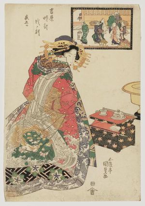 Utagawa Kunisada, 歌川国貞 (Utagawa Kunisada I (Toyokuni III))による浮世絵「The Hour of the Dog, Fifth Hour of Night (Inu no koku, Yoru itsutsu), from the series A Yoshiwara Clock (Yoshiwara tokei)」