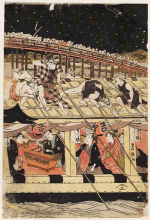 Utagawa Toyokuni I: Watching Fireworks at Ryôgoku Bridge - Museum of Fine Arts