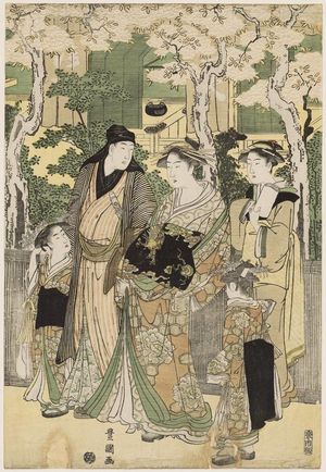 歌川豊国: Cherry Blossoms in Full Bloom at Naka-no-chô in the Yoshiwara - ボストン美術館