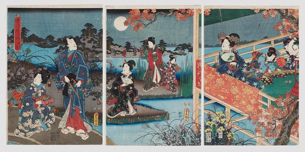 Utagawa Kunisada: Moon (Tsuki), from the series Snow, Moon, and Flowers (Setsugekka no uchi) - Museum of Fine Arts