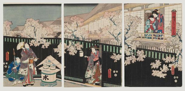 歌川国貞: The Modern Genji Visits the Rokujô Mansion (Imayô Genji Rokujô kayoi) - ボストン美術館