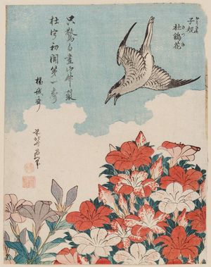 Katsushika Hokusai: Cuckoo and Azaleas (Hototogisu, satsuki), from an untitled series known as Small Flowers - Museum of Fine Arts