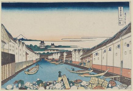 葛飾北斎: Nihonbashi Bridge in Edo (Edo Nihon-bashi), from the series Thirty-six Views of Mount Fuji (Fugaku sanjûrokkei) - ボストン美術館