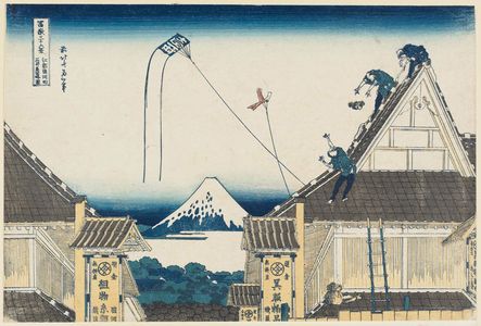 Katsushika Hokusai: The Mitsui Shop at Suruga-chô in Edo (Kôto Suruga-chô Mitsui-mise ryakuzu), from the series Thirty-six Views of Mount Fuji (Fugaku sanjûrokkei) - Museum of Fine Arts