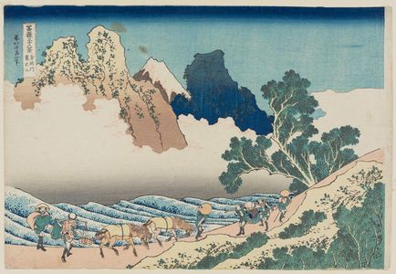 Katsushika Hokusai: Back View of Fuji from the Minobu River (Minobu-gawa ura Fuji), from the series Thirty-six Views of Mount Fuji (Fugaku sanjûrokkei) - Museum of Fine Arts