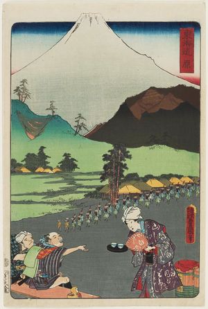 Utagawa Kunisada: Hara, from the series Scenes of Famous Places along the Tôkaidô Road (Tôkaidô meisho fûkei), also known as the Processional Tôkaidô (Gyôretsu Tôkaidô), here called Tôkaidô - Museum of Fine Arts