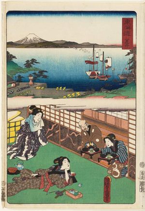 Utagawa Kunisada: Arai, from the series Scenes of Famous Places along the Tôkaidô Road (Tôkaidô meisho fûkei), also known as the Processional Tôkaidô (Gyôretsu Tôkaidô), here called Tôkaidô - Museum of Fine Arts