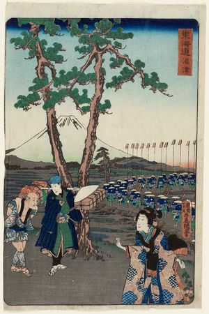 Utagawa Kunisada: Numazu, from the series Scenes of Famous Places along the Tôkaidô Road (Tôkaidô meisho fûkei), also known as the Processional Tôkaidô (Gyôretsu Tôkaidô), here called Tôkaidô - Museum of Fine Arts