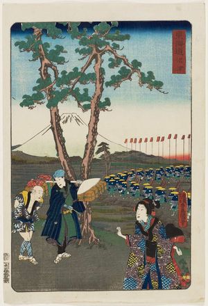 Utagawa Kunisada: Numazu, from the series Scenes of Famous Places along the Tôkaidô Road (Tôkaidô meisho fûkei), also known as the Processional Tôkaidô (Gyôretsu Tôkaidô), here called Tôkaidô - Museum of Fine Arts