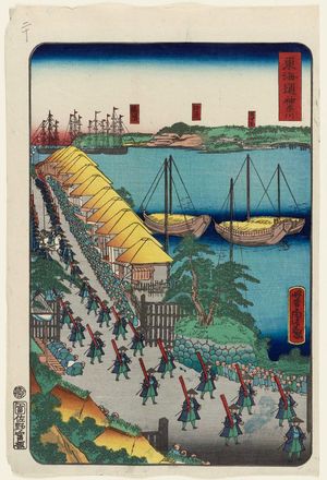 歌川芳虎: Kanagawa, from the series Scenes of Famous Places along the Tôkaidô Road (Tôkaidô meisho fûkei), also known as the Processional Tôkaidô (Gyôretsu Tôkaidô), here called Tôkaidô - ボストン美術館