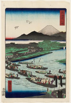 Utagawa Hiroshige II: Kawasaki, from the series Scenes of Famous Places along the Tôkaidô Road (Tôkaidô meisho fûkei), also known as the Processional Tôkaidô (Gyôretsu Tôkaidô), here called Tôkaidô - Museum of Fine Arts