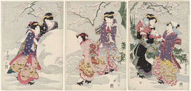 Utagawa Toyoshige: Women Making a Giant Snowball - Museum of Fine Arts