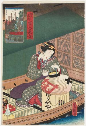 Utagawa Kunisada: Teppôzu, from the series One Hundred Beautiful Women at Famous Places in Edo (Edo meisho hyakunin bijo) - Museum of Fine Arts