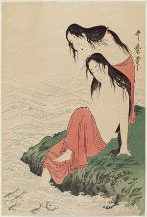 Kitagawa Utamaro: Fisherwomen on the seashore - Museum of Fine Arts