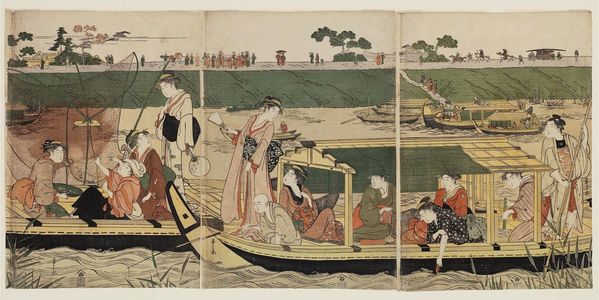 細田栄之: Fishing and Boating on the Sumida River - ボストン美術館
