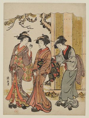 鳥居清長: Two Geisha and a Maid - ボストン美術館