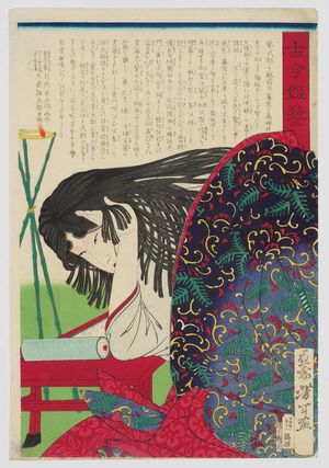 月岡芳年: Murasaki Shikibu, from the series Mirror of Women, Ancient and Modern (Kokin hime kagami) - ボストン美術館