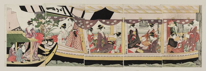 Hosoda Eishi: Party on the Pleasure Boat Kawaichimaru - Museum of Fine Arts