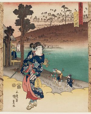 歌川国貞: View of Futakawa (Futakawa no zu), from the series Fifty-three Stations of the Tôkaidô Road (Tôkaidô gojûsan tsugi no uchi) - ボストン美術館