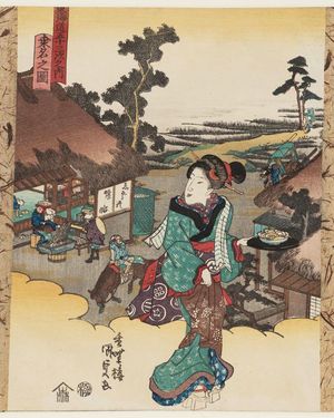 Utagawa Kunisada: View of Kuwana (Kuwana no zu), from the series Fifty-three Stations of the Tôkaidô Road (Tôkaidô gojûsan tsugi no uchi) - Museum of Fine Arts