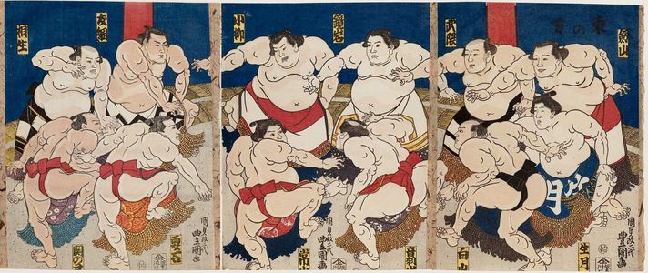 歌川国貞: Wrestlers at the Opening Ceremony - ボストン美術館