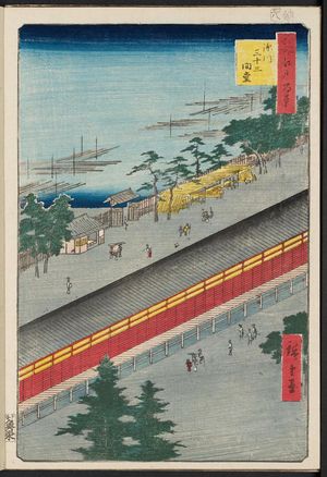 Utagawa Hiroshige: Hall of Thirty-Three Bays, Fukagawa (Fukagawa Sanjûsangendô), from the series One Hundred Famous Views of Edo (Meisho Edo hyakkei) - Museum of Fine Arts