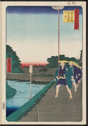 歌川広重: Kinokuni Hill and Distant View of Akasaka Tameike (Kinokunizaka Akasaka Tameike enkei), from the series One Hundred Famous Views of Edo (Meisho Edo hyakkei) - ボストン美術館