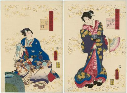 歌川国貞: Ch. 16, Sekiya, from the series Lingering Sentiments of a Late Collection of Genji (Genji goshû yojô) [pun on The Fifty-four Chapters of the Tale of Genji (Genji gojûyojô)] - ボストン美術館