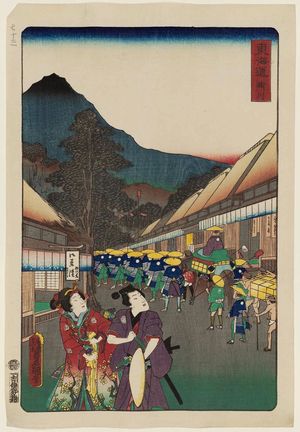 Utagawa Kunisada: Kakegawa, from the series Scenes of Famous Places along the Tôkaidô Road (Tôkaidô meisho fûkei), also known as the Processional Tôkaidô (Gyôretsu Tôkaidô), here called Tôkaidô - Museum of Fine Arts