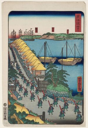 歌川芳虎: Kanagawa, from the series Scenes of Famous Places along the Tôkaidô Road (Tôkaidô meisho fûkei), also known as the Processional Tôkaidô (Gyôretsu Tôkaidô), here called Tôkaidô - ボストン美術館