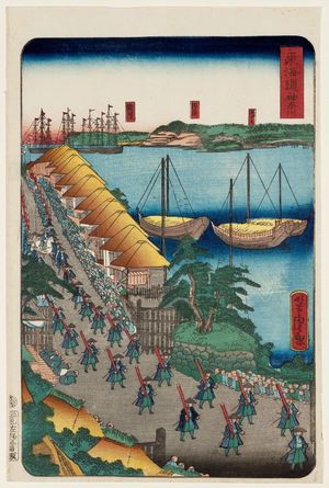 歌川芳虎: Kanagawa, from the series Scenes of Famous Places along the Tôkaidô Road (Tôkaidô meisho fûkei), also known as the Processional Tôkaidô (Gyôretsu Tôkaidô), here called Tôkaidô - ボストン美術館