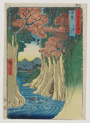 Utagawa Hiroshige: Kai Province: Monkey Bridge (Kai, Saruhashi), from the series Famous Places in the Sixty-odd Provinces [of Japan] ([Dai Nihon] Rokujûyoshû meisho zue) - Museum of Fine Arts