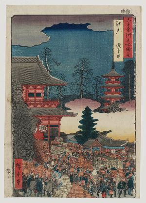 Utagawa Hiroshige: Edo: Asakusa Fair (Edo, Asakusa no ichi), from the series Famous Places in the Sixty-odd Provinces [of Japan] ([Dai Nihon] Rokujûyoshû meisho zue) - Museum of Fine Arts