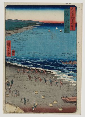 Utagawa Hiroshige: Kazusa Province: Yasashi Bay, Common name: Kujûkuri (Kazusa, Yasashika ura, tôrina Kujûkuri), from the series Famous Places in the Sixty-odd Provinces [of Japan] ([Dai Nihon] Rokujûyoshû meisho zue) - Museum of Fine Arts