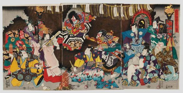 Utagawa Kunisada: Actors, Yama no iwato kagura no... - Museum of Fine Arts