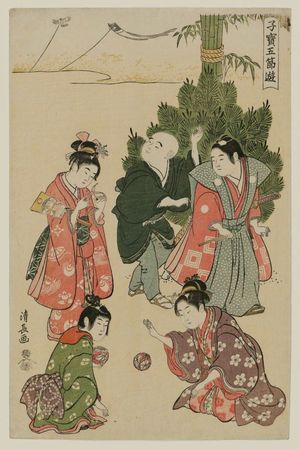 Torii Kiyonaga: The New Year Festival, from the series Precious Children's Games of the Five Festivals (Kodakara gosetsu asobi) - Museum of Fine Arts