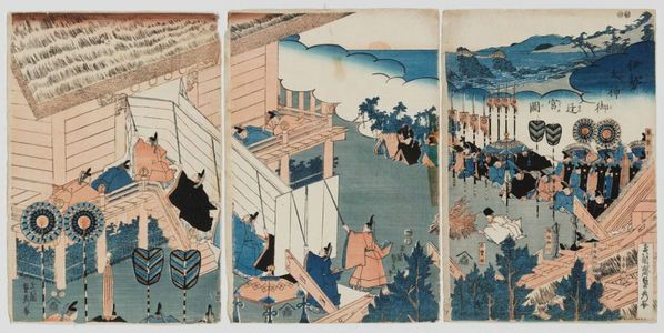 歌川貞秀: The Consecration of the New Ise Shrine (Ise ômikami gosengû no zu) - ボストン美術館
