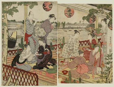 Kubo Shunman: A Party at the Shikian Restaurant in Nakasu - Museum of Fine Arts