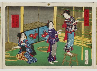Toyohara Chikanobu: Album of Ten Prints Illustrating Sericulture: Silkworms Fourth Rest - Museum of Fine Arts