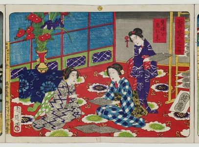 Toyohara Chikanobu: Album of Ten Prints Illustrating Sericulture: Distinguishing Eggs of Silkworms - Museum of Fine Arts