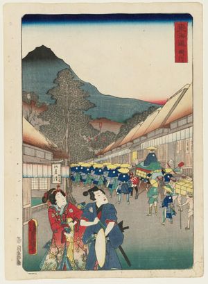 Utagawa Kunisada: Kakegawa, from the series Scenes of Famous Places along the Tôkaidô Road (Tôkaidô meisho fûkei), also known as the Processional Tôkaidô (Gyôretsu Tôkaidô), here called Tôkaidô - Museum of Fine Arts