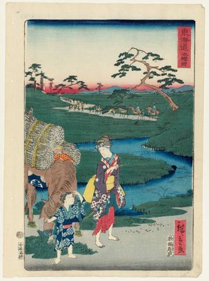 Utagawa Hiroshige II: Chiryû, from the series Scenes of Famous Places along the Tôkaidô Road (Tôkaidô meisho fûkei), also known as the Processional Tôkaidô (Gyôretsu Tôkaidô), here called Tôkaidô - Museum of Fine Arts