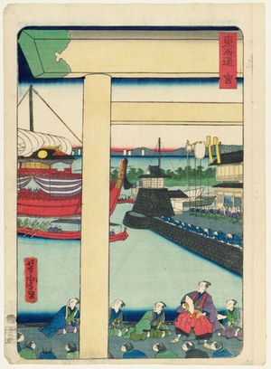 歌川芳虎: Miya, from the series Scenes of Famous Places along the Tôkaidô Road (Tôkaidô meisho fûkei), also known as the Processional Tôkaidô (Gyôretsu Tôkaidô), here called Tôkaidô - ボストン美術館