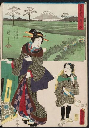 Utagawa Hiroshige: Hodogaya: Scenery of Moor and Mountain on the Kanazawa Road (Kanazawa kaidô san'ya fûkei), from the series The Fifty-three Stations [of the Tôkaidô Road] by Two Brushes (Sôhitsu gojûsan tsugi) - Museum of Fine Arts