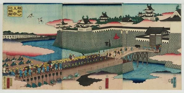 歌川芳虎: Lord Yoritomo's Entourage Arriving in Kyoto (Yoritomo kô jôkyô gyôsô no zu) - ボストン美術館