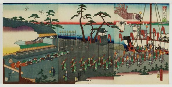 Utagawa Yoshimori: Scenery of Arai, One of the Fifty-three Stages of the Tôkaidô (Tôkaidô gojûsan tsugi Arai fûkei) - Museum of Fine Arts