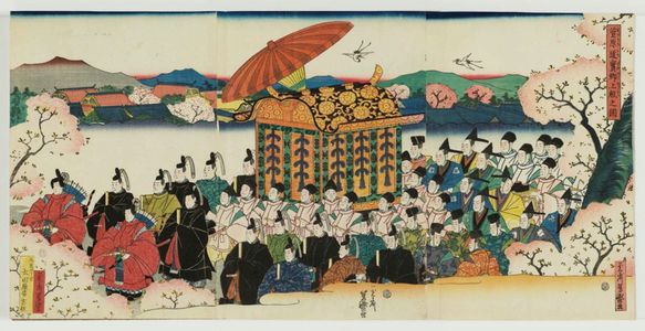 Utagawa Yoshimori: Lord Sugawara Michizane Goes to the Imperial Palace (Sugawara Michizane kyô jôden no zu) - ボストン美術館